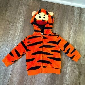 Disney Tigger Zip Up Hoodie Orange Black Teddy Sherpa Comfy Toddler 12M Soft